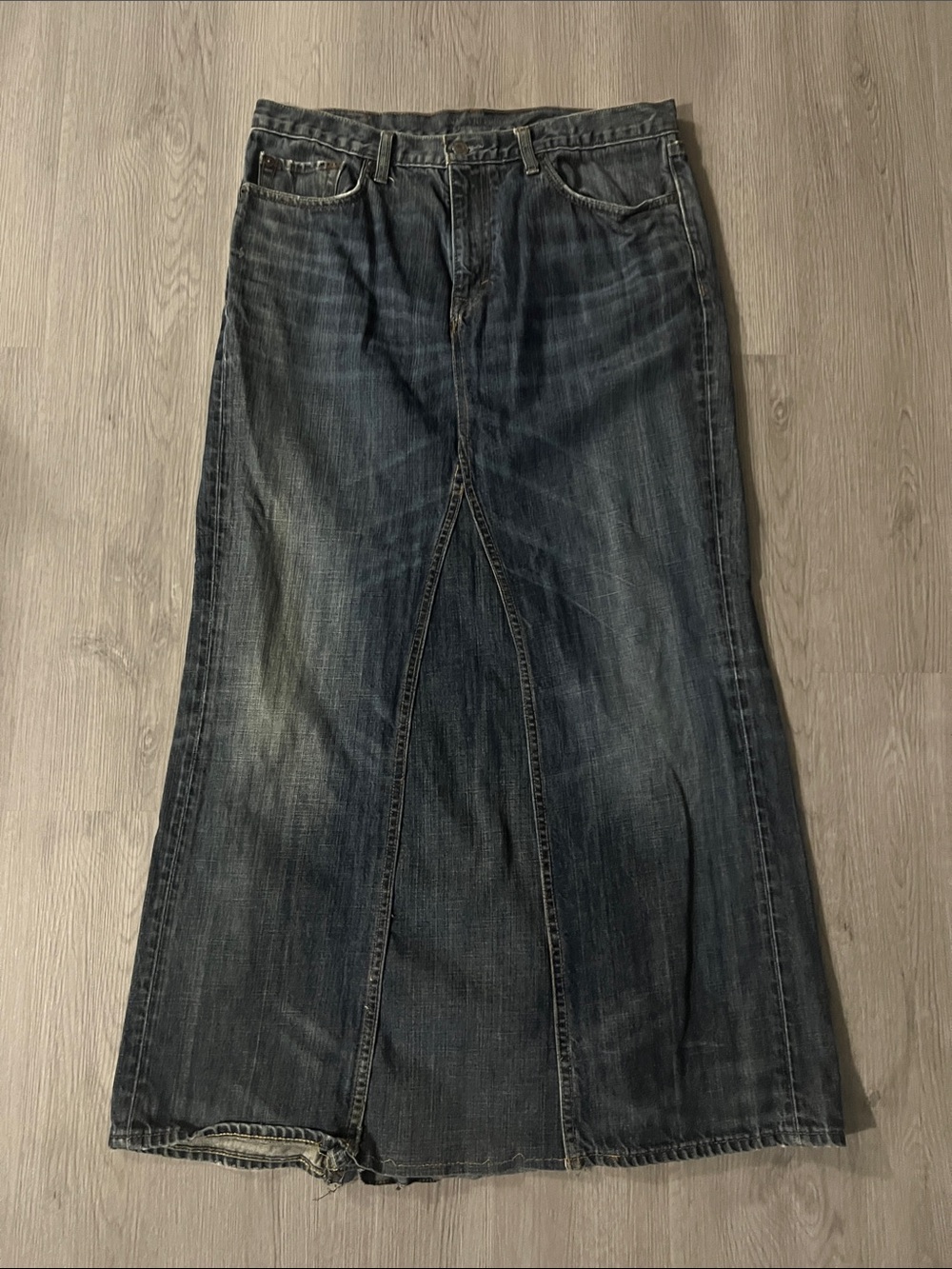 Banana Republic Dark Wash Denim Flare Maxi Skirt